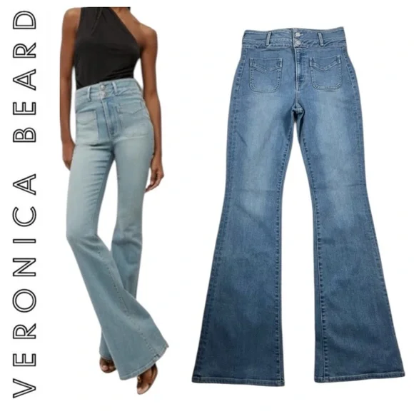 Veronica Beard Beverly High-Rise Skinny Flare Jeans Size 28 Stretch NWOT $348 - Picture 1 of 11